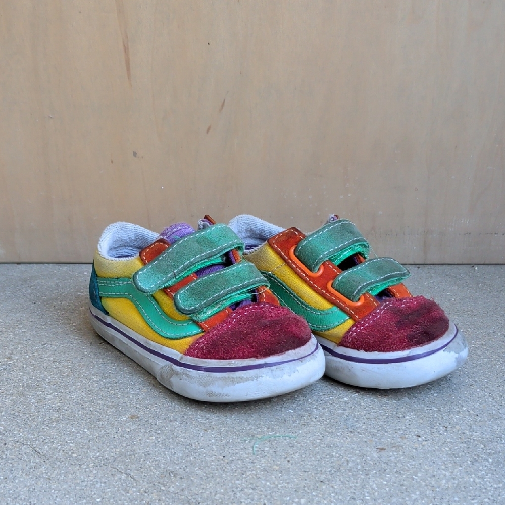 ❤️ Toddlers Vans Size 6 Velcro Sneakers Primary Colors